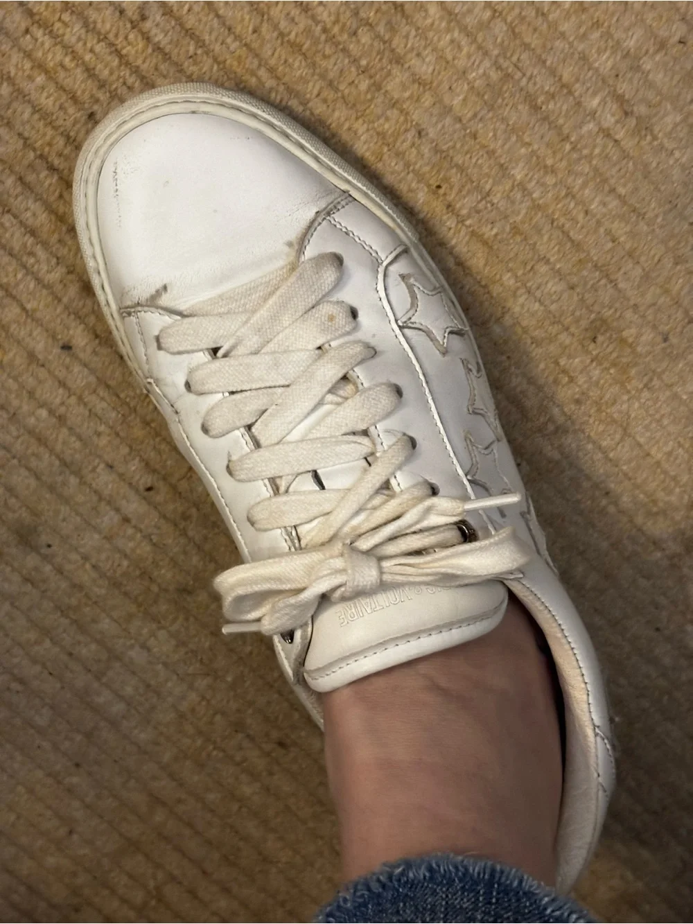 Zadig & Voltaire White Leather Star Sneakers